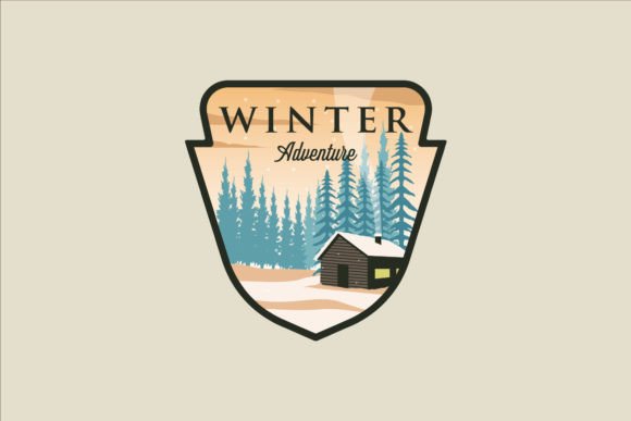 Cabin or Cottage at Winter Emblem Logo: A Versatile Design for Creative and Commercial Use