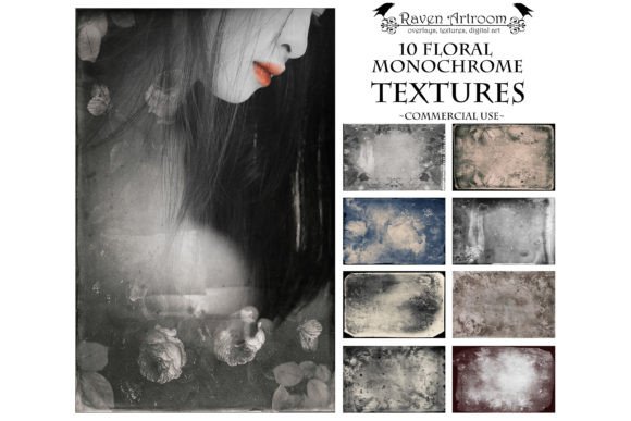 Floral Monochrome Textures, Art Overlays: Enhancing Creativity with Vintage Elegance