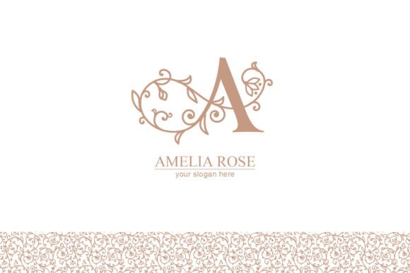 Letter A Logo and Monogram: A Floral, Blooming Rose Design for Modern Manuscript Style