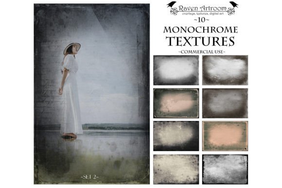 Monochrome Textures Photoshop Overlays