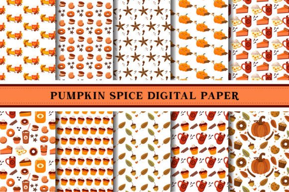 Pumpkin Spice Digital Paper Pattern