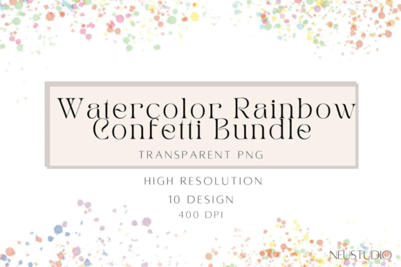 Rainbow Watercolor Confetti Clipart