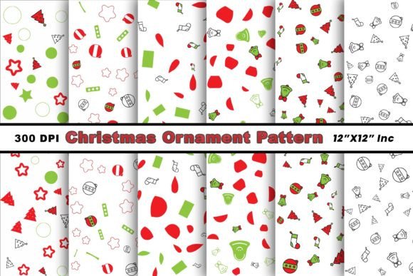 Set Christmas Ornament Seamless Pattern