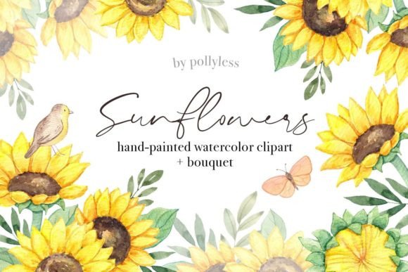Sunflower Watercolor Clipart PNG