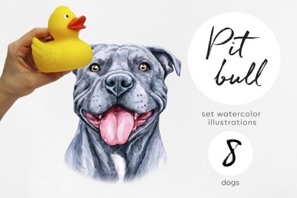 Watercolor Pitt Bull Dogs Illustrations: A Versatile Artistic Resource for Creative Projects